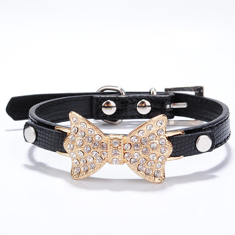 Collare per Cani con Fiocco e Strass โ Elegante e Regolabile