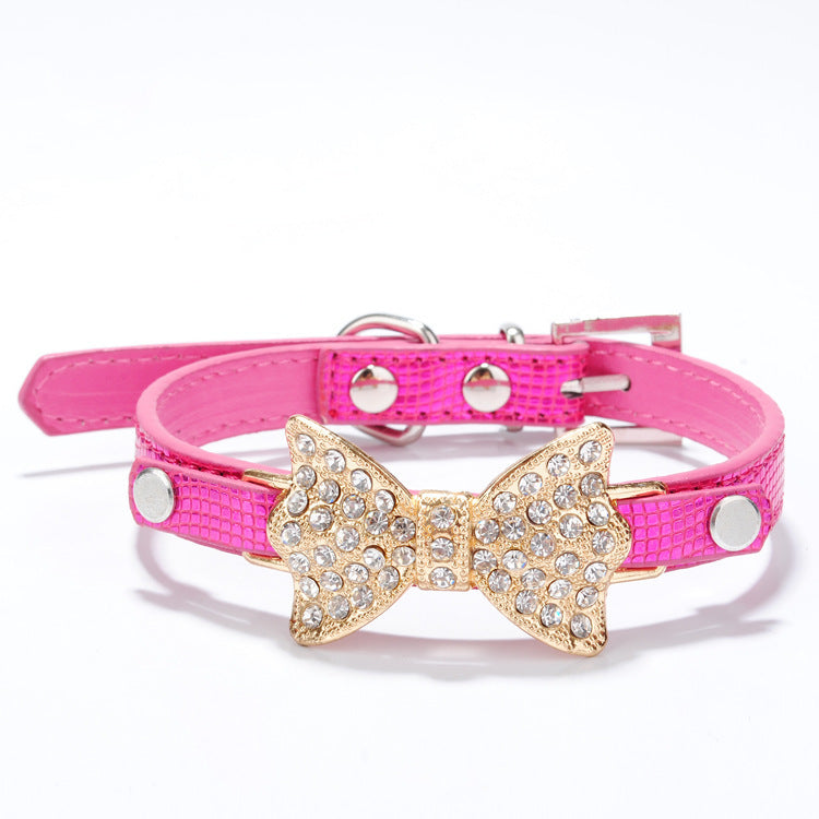 Collare per Cani con Fiocco e Strass โ Elegante e Regolabile