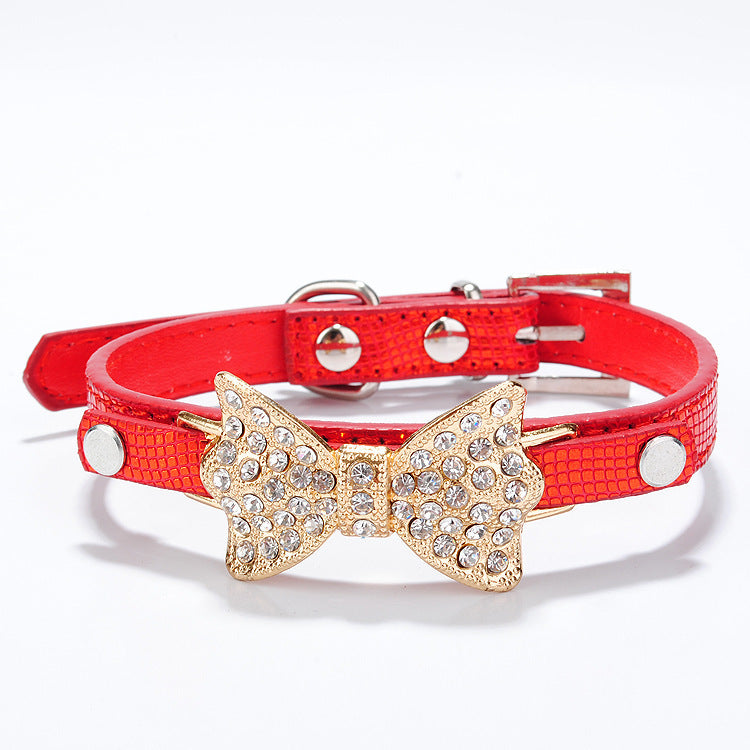 Collare per Cani con Fiocco e Strass โ Elegante e Regolabile