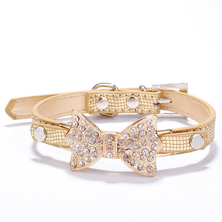 Collare per Cani con Fiocco e Strass โ Elegante e Regolabile