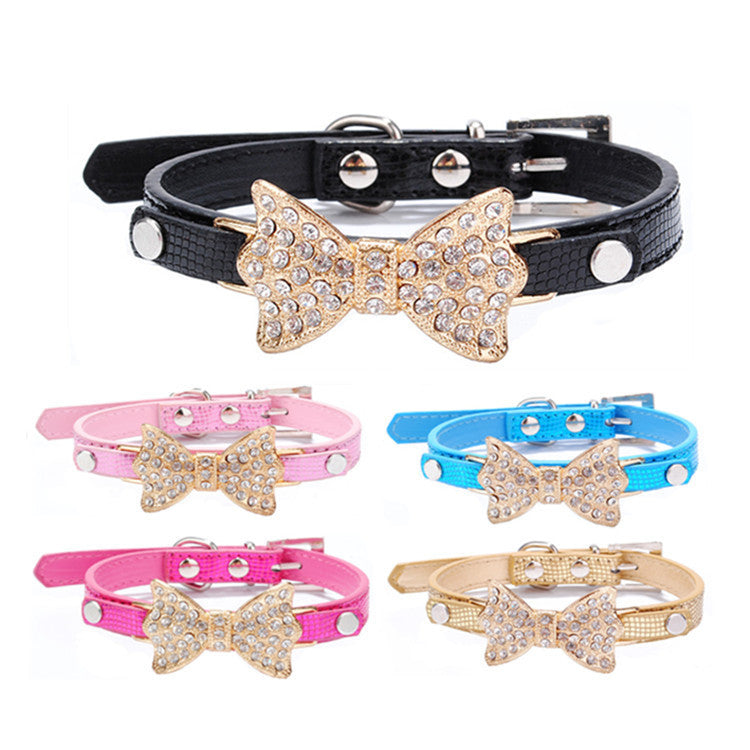Collare per Cani con Fiocco e Strass โ Elegante e Regolabile