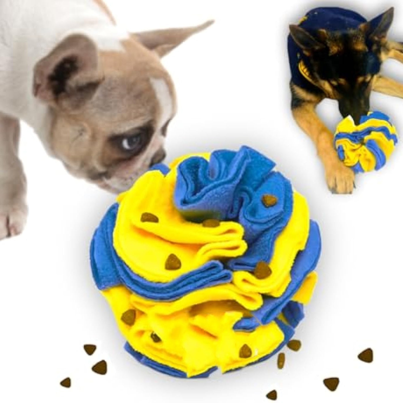 Palla Interattiva Snuffle per Cani โ Gioco di Fiuto e Stimolazione Mentale Giallo e Blu