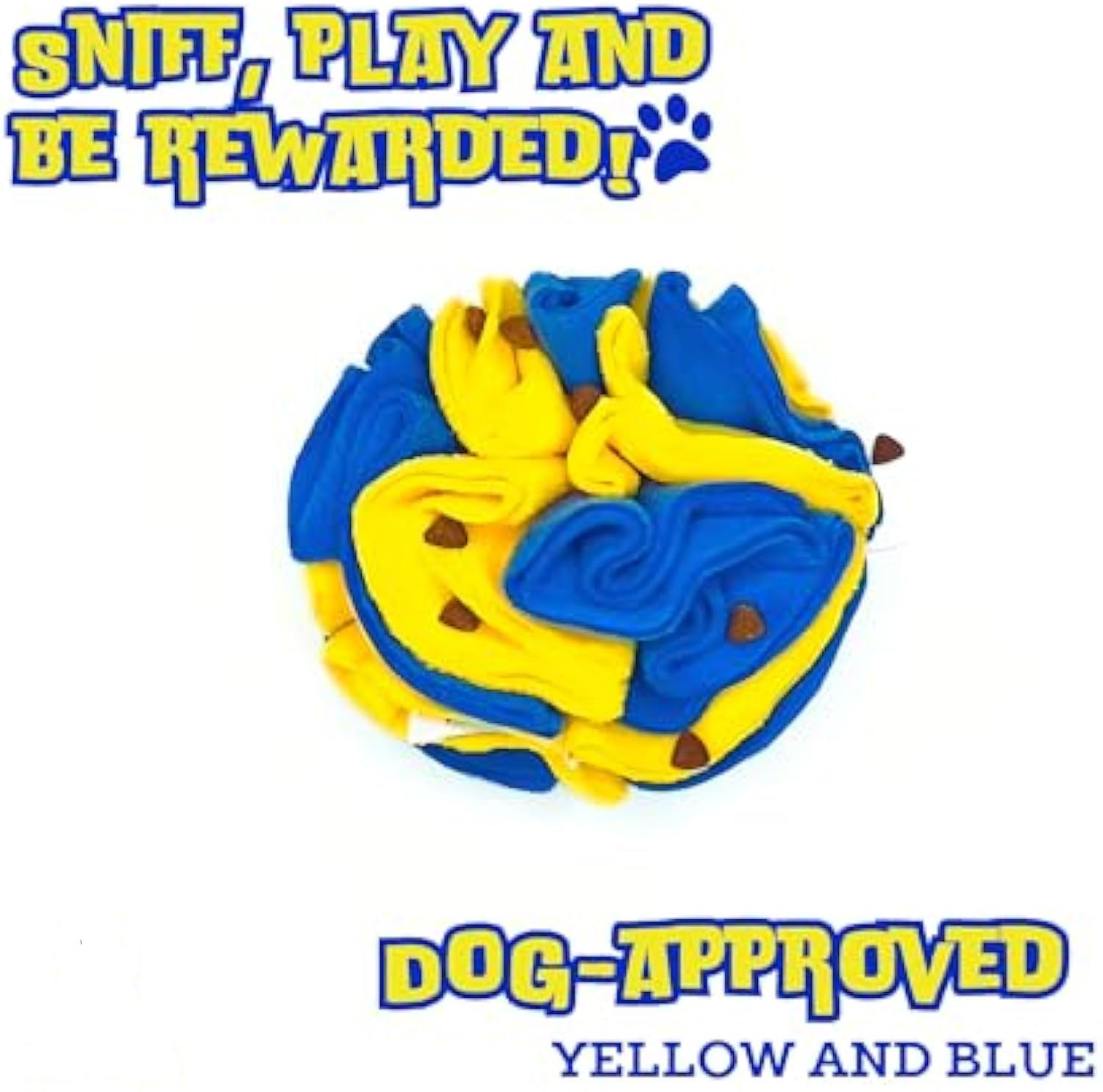 Palla Interattiva Snuffle per Cani โ Gioco di Fiuto e Stimolazione Mentale Giallo e Blu
