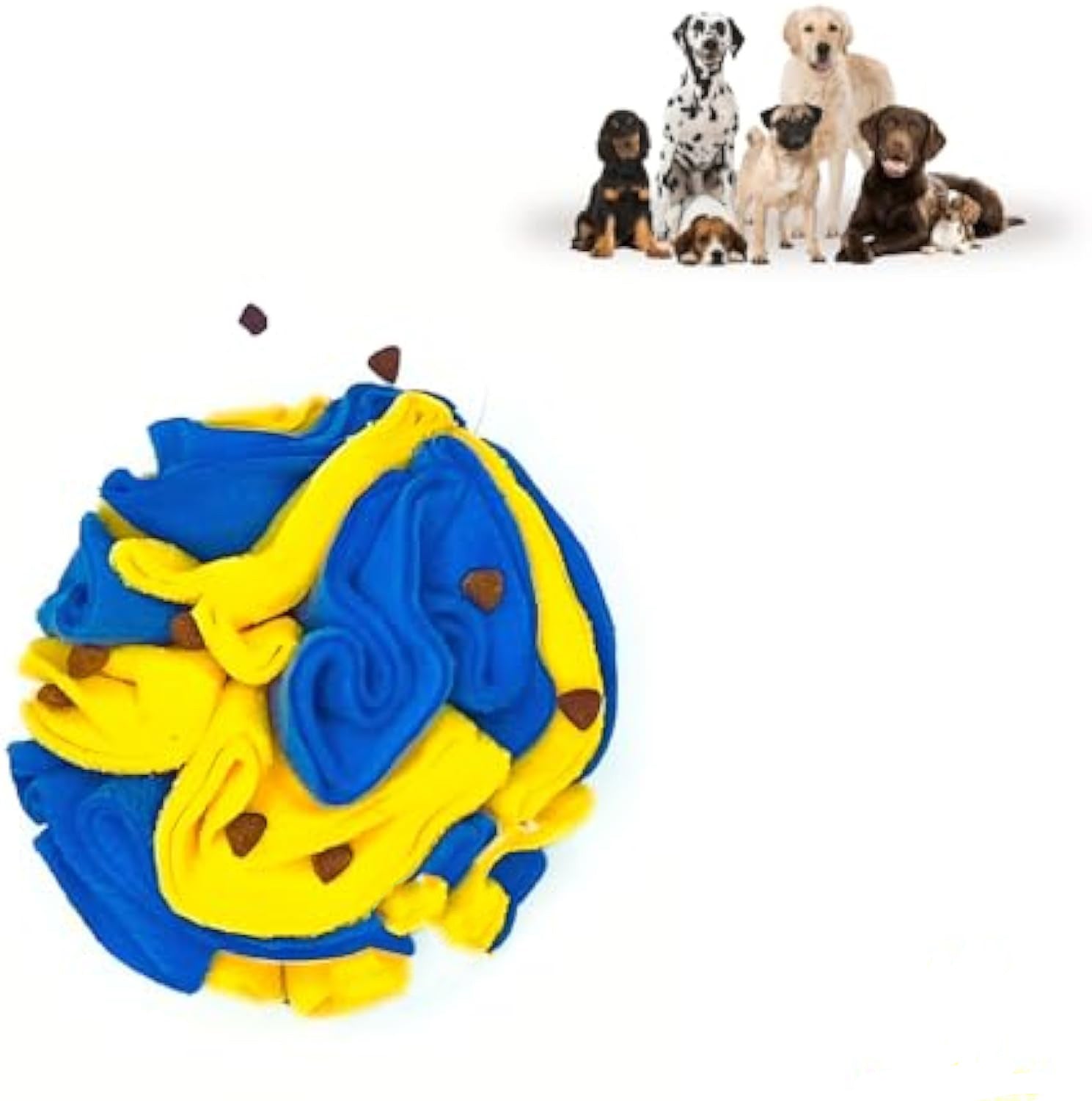 Palla Interattiva Snuffle per Cani โ Gioco di Fiuto e Stimolazione Mentale Giallo e Blu