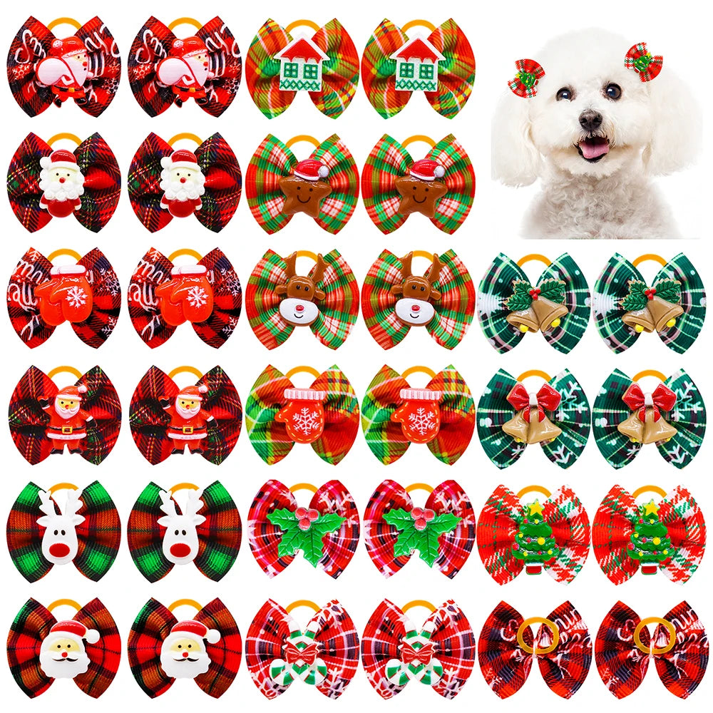 Fiocchetti Natalizi per Cani โ Accessori per Pelo con Elastico |