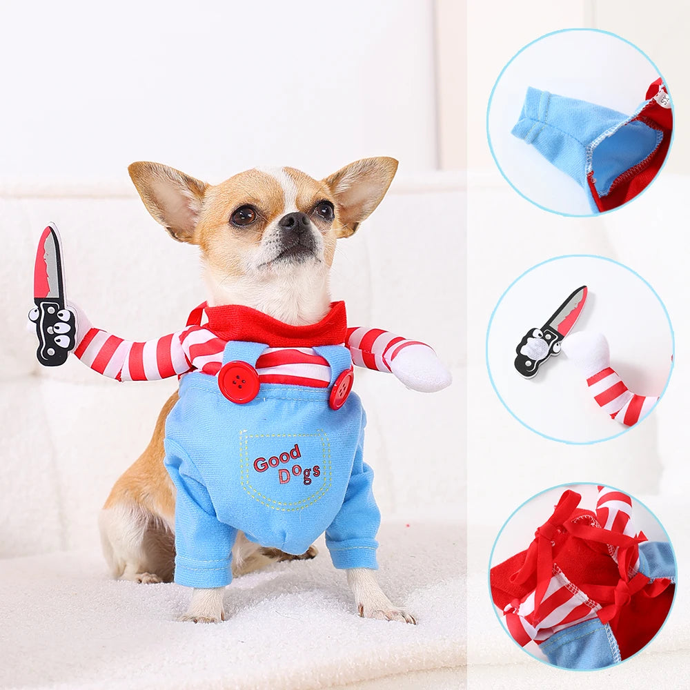 Costume di Halloween Divertente per Cani – Travestimento con Coltello “Good Dog”