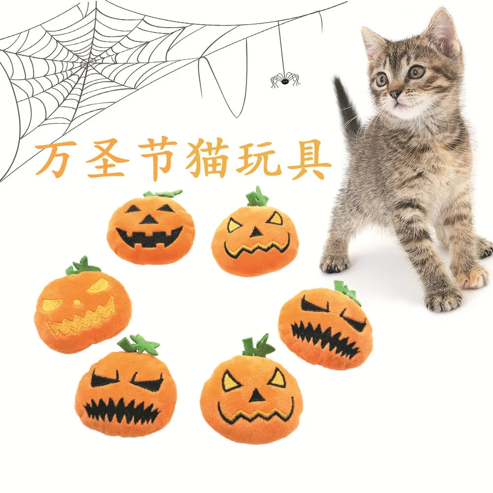 Set Giochi Halloween per Gatti – Peluche Zucca, Ragno e Fantasma Morbidi e Resistenti