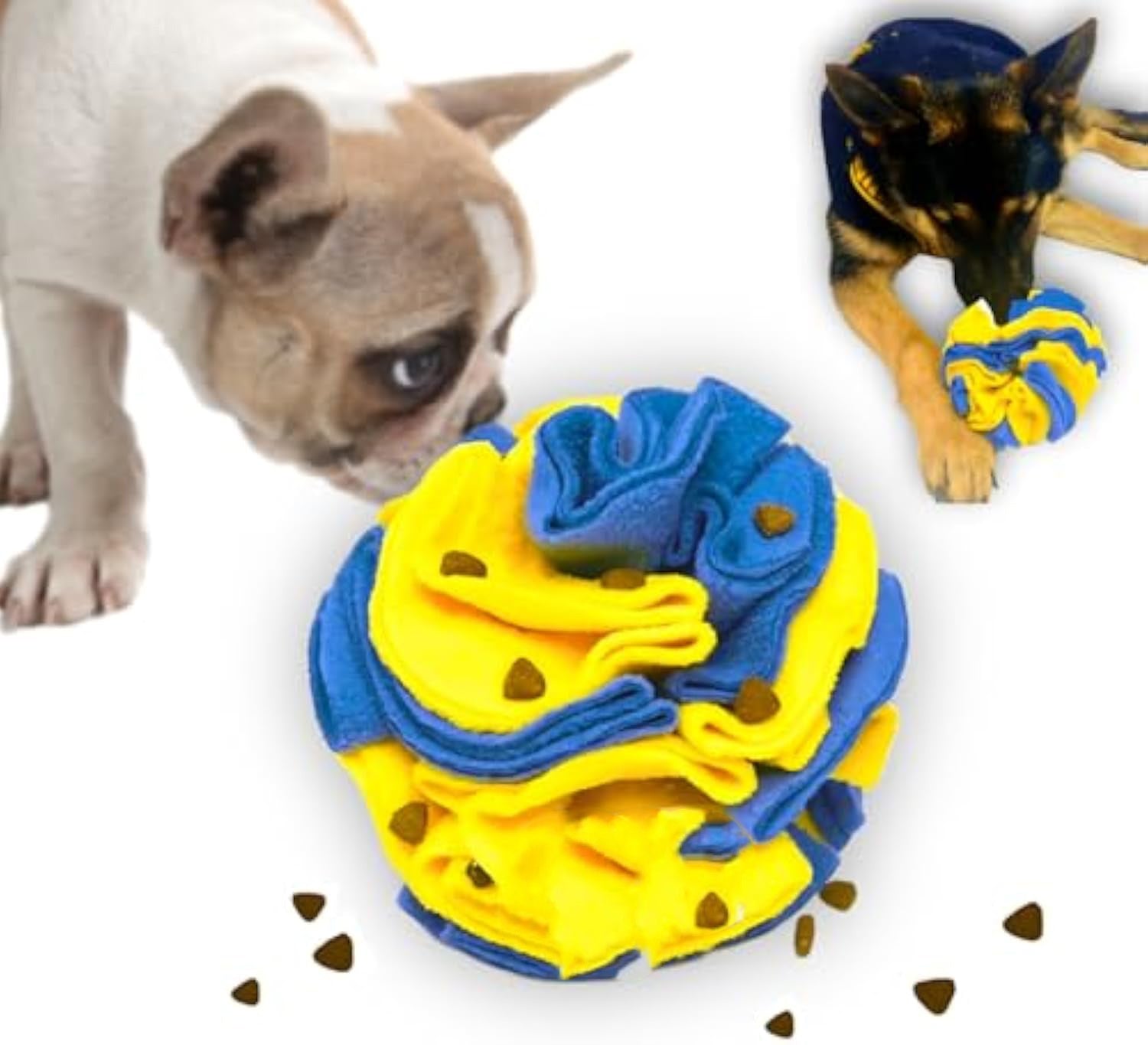 Palla Interattiva Snuffle per Cani โ Gioco di Fiuto e Stimolazione Mentale Giallo e Blu