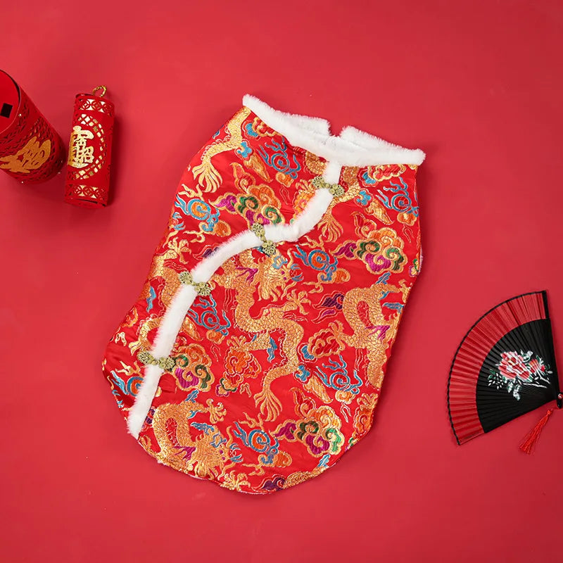 Abito Tradizionale Cinese per Cani di Taglia Grande – Eleganza e Calore per le Feste