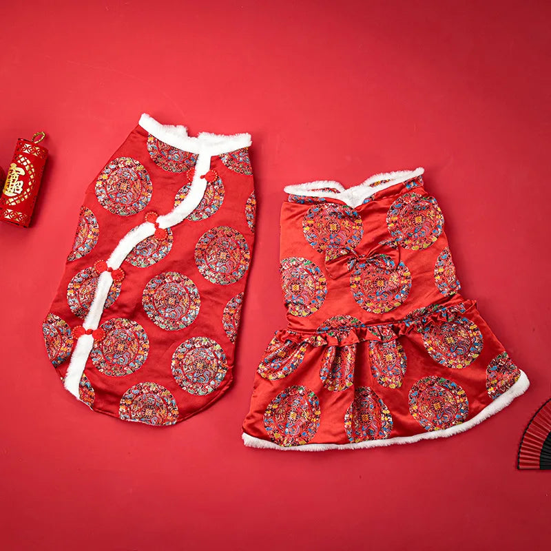 Abito Tradizionale Cinese per Cani di Taglia Grande – Eleganza e Calore per le Feste