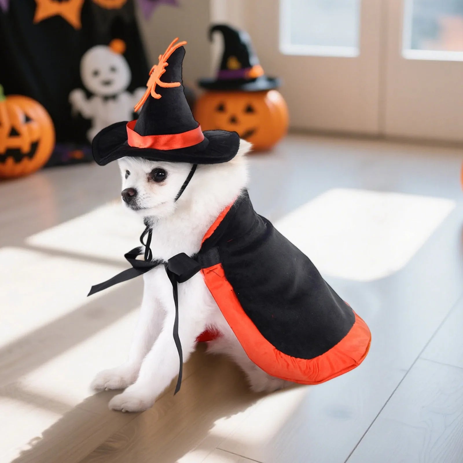 Costume da Strega per Cani e Gatti – Mantello di Halloween con Cappello