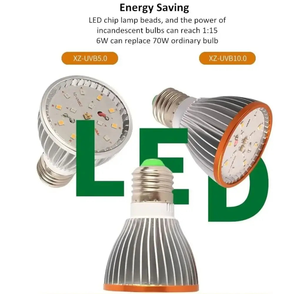 🌞 Lampada LED UVA + UVB per Rettili – Illuminazione Full Spectrum per Terrario E27