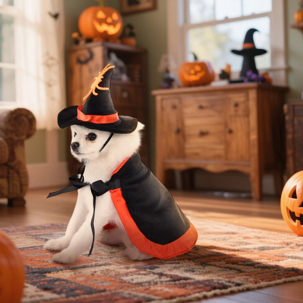 Costume da Strega per Cani e Gatti – Mantello di Halloween con Cappello